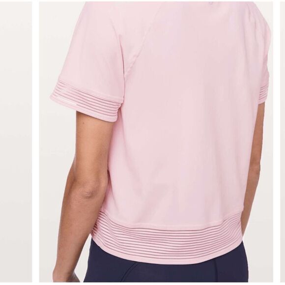 Lululemon Stripe In Stride Short Sleeve Tee - Petals Pink - Picture 9 of 9